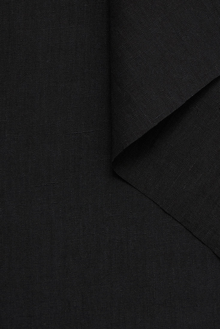 zoom tissu toile de lin lavé noir pour tailleur femme Facettes Studio