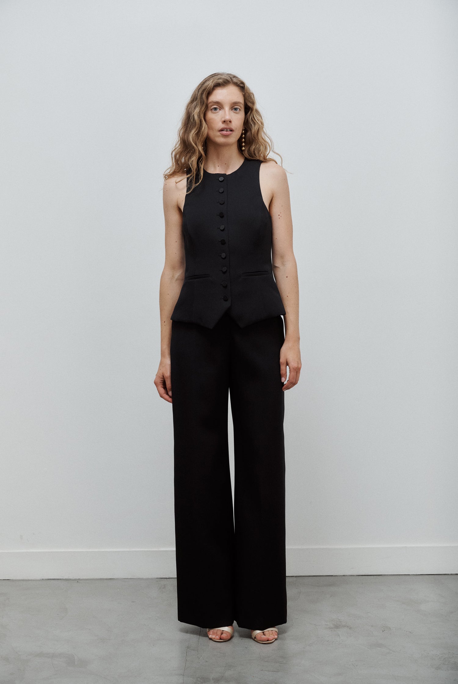 pantalon de smoking femme grain de poudre noir Made in France par Facettes Studio