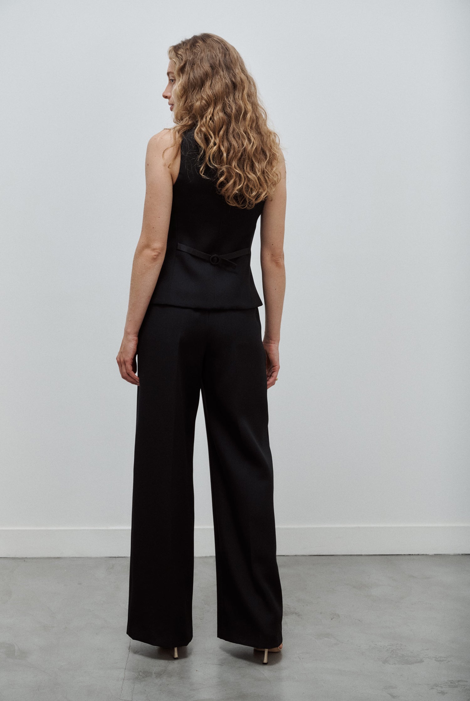 pantalon de smoking femme grain de poudre noir Made in France par Facettes Studio