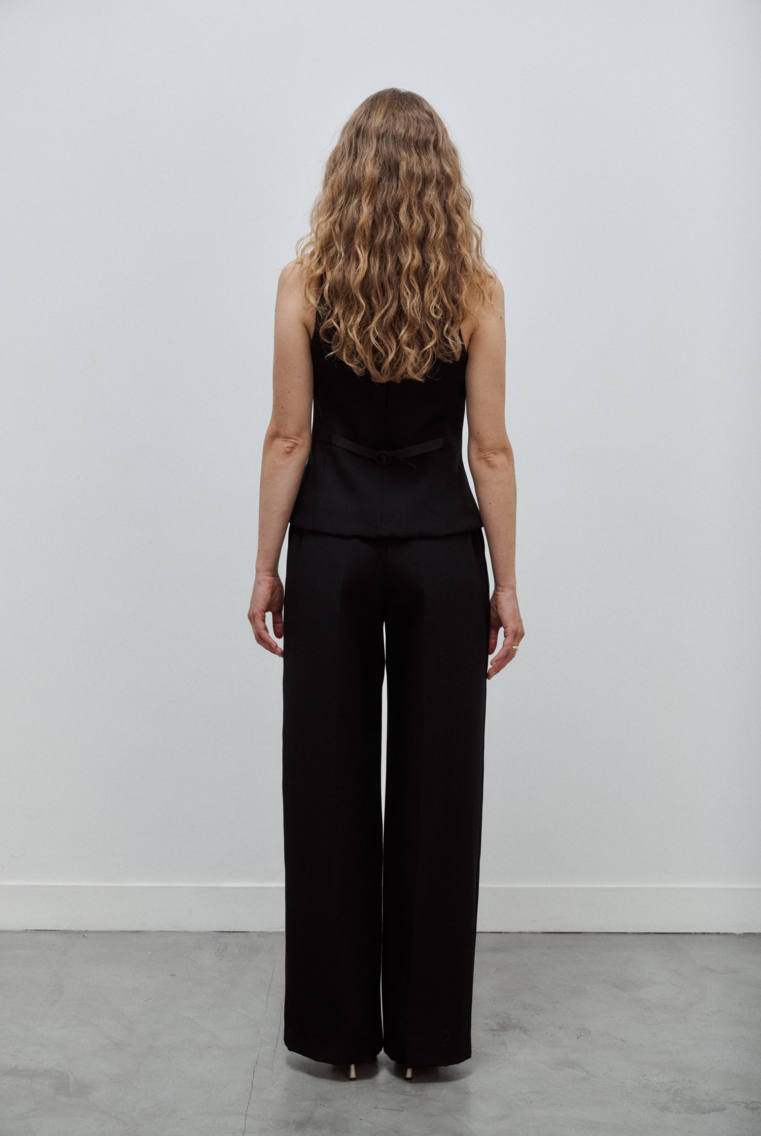 pantalon de smoking femme grain de poudre noir Made in France par Facettes Studio