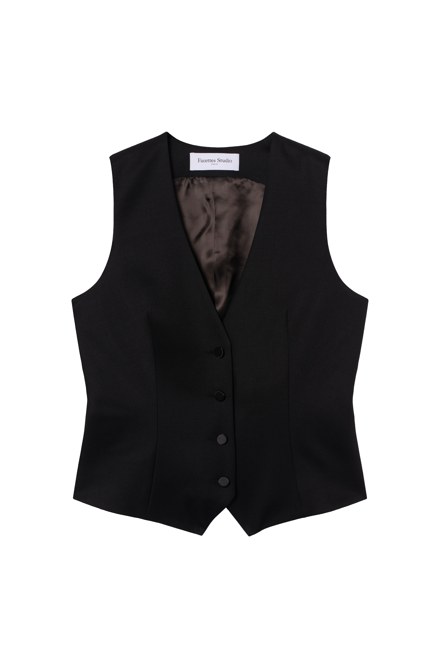 gilet de costume femme grain de poudre noir Made in France par Facettes Studio