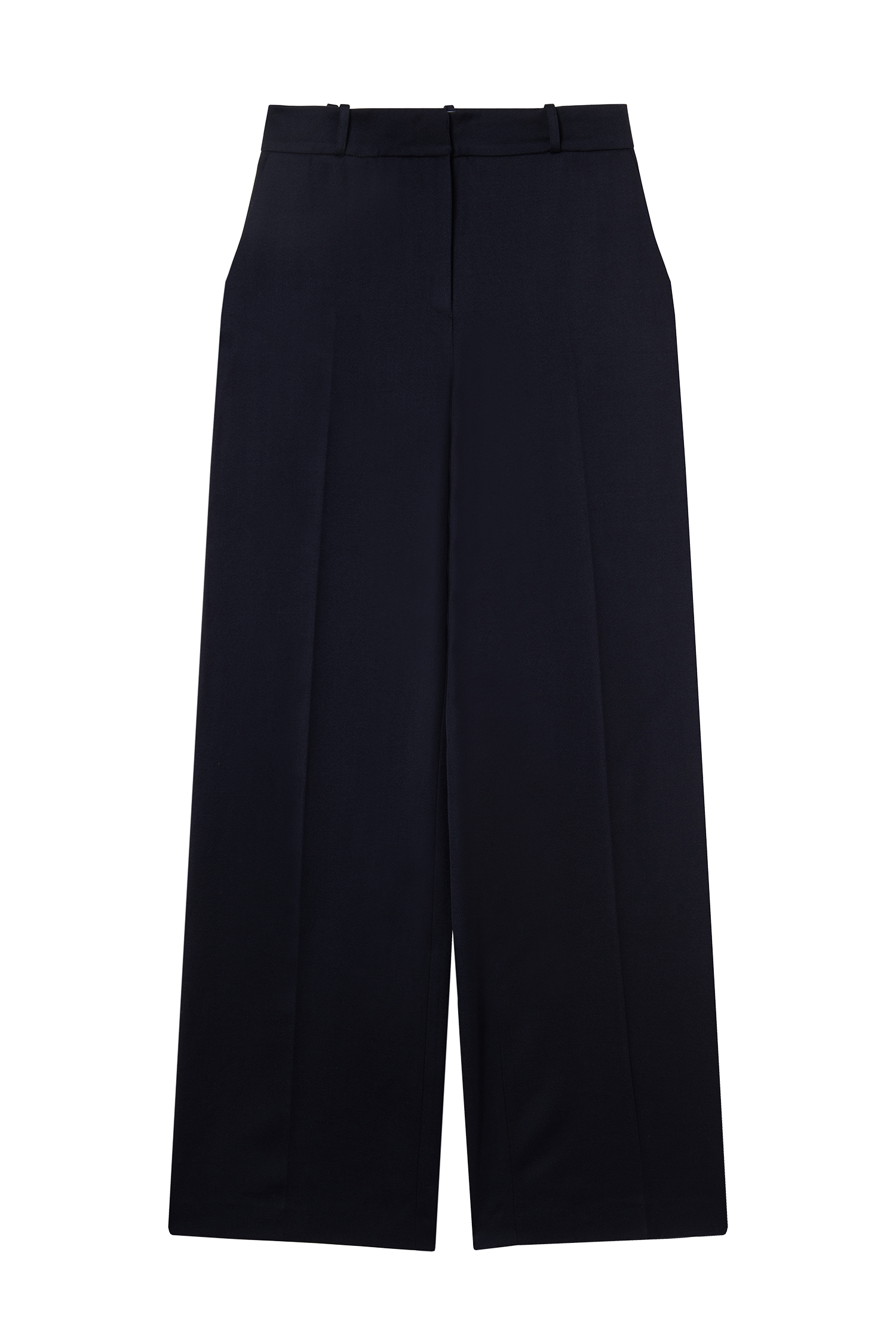pantalon tailleur femme en gabardine de laine bleu marine Made in France par Facettes Studio