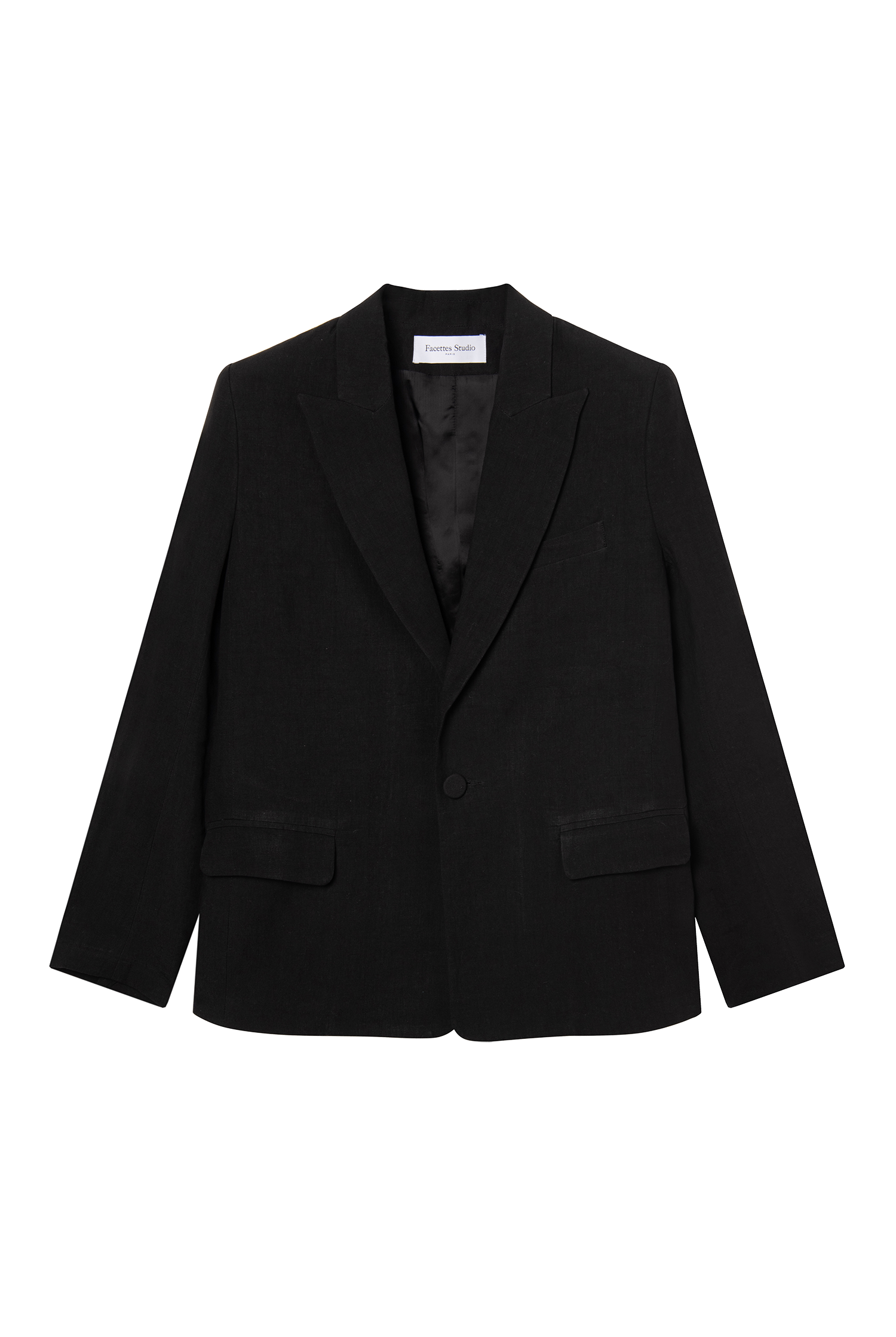 veste blazer femme en toile de lin lavé noir Made in France par Facettes Studio