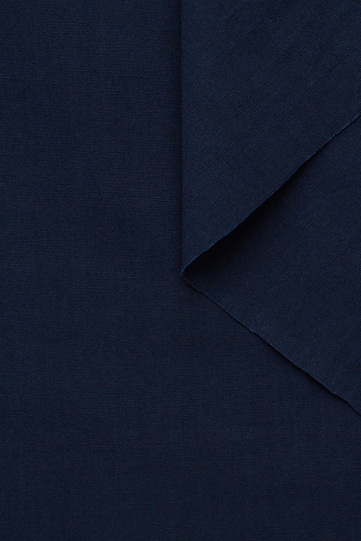 zoom matière toile de coton texturée bleu marine issus de stocks dormants pour Facettes Studio