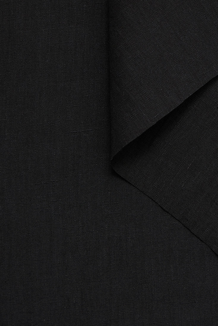 zoom tissu toile de lin lavé noir pour tailleur femme Facettes Studio
