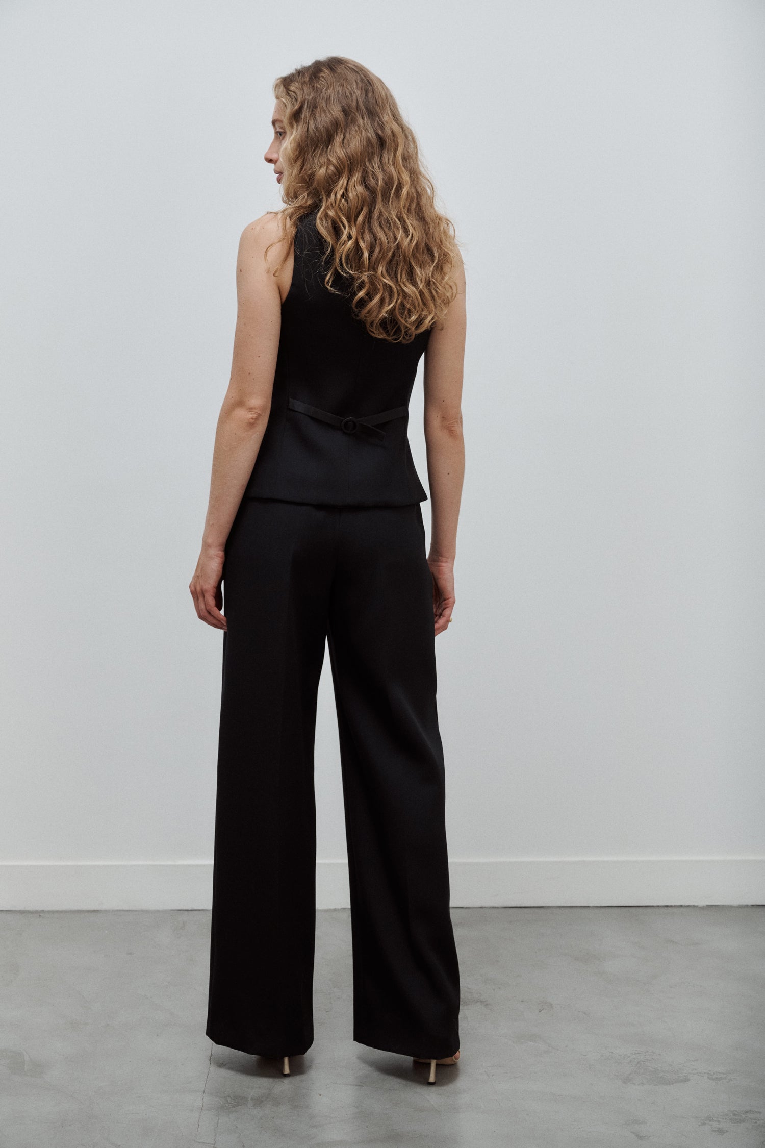pantalon de smoking femme grain de poudre noir Made in France par Facettes Studio