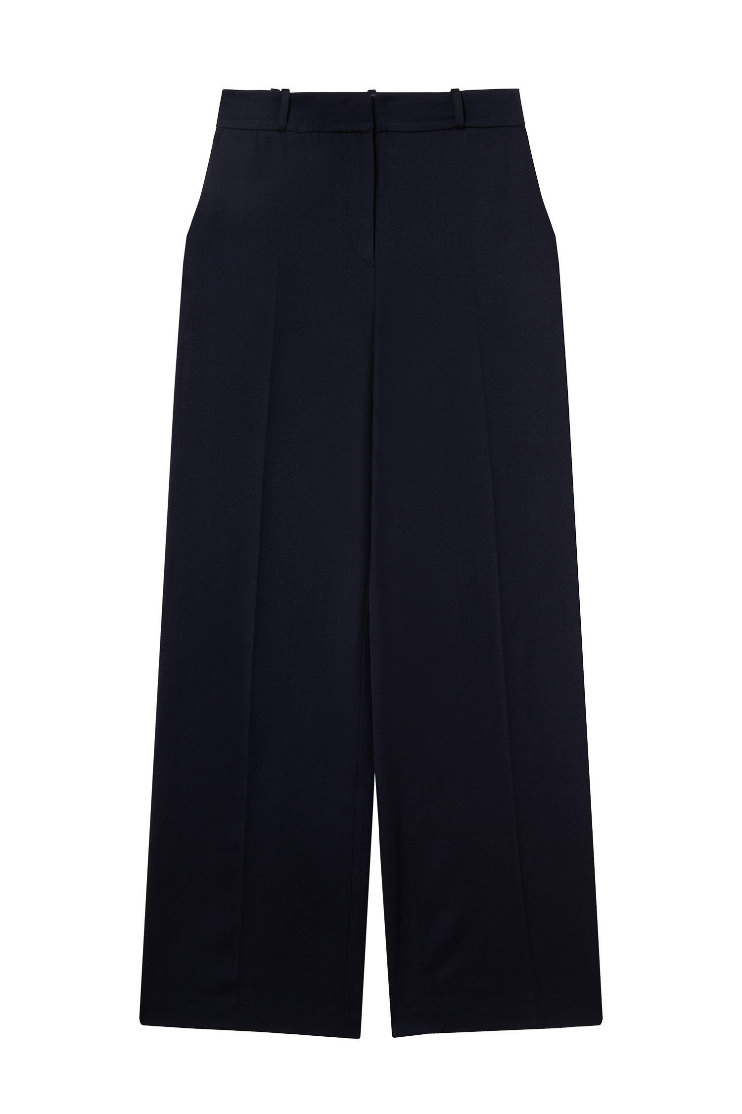 pantalon tailleur femme en gabardine de laine bleu marine Made in France par Facettes Studio