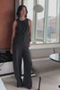 vidéo ensemble assorti gilet et pantalon tailleur femme en lin noir Made in France par Facettes Studio