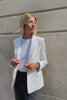 vidéo veste blazer femme simple boutonnage en laine blanc cassé Made in France par Facettes Studio