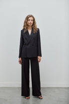pantalon de tailleur femme twill de laine anthracite Made in France par Facettes Studio
