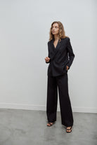 pantalon de tailleur femme twill de laine anthracite Made in France par Facettes Studio