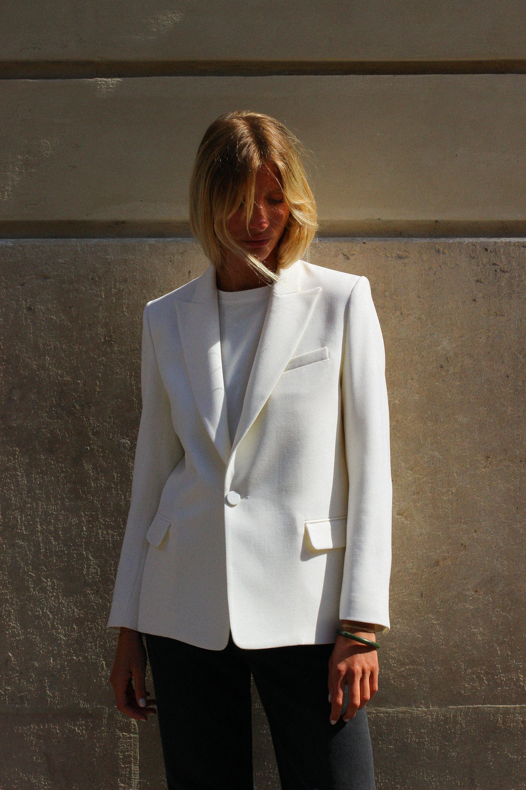 veste blazer blanche made in France par Facettes Studio